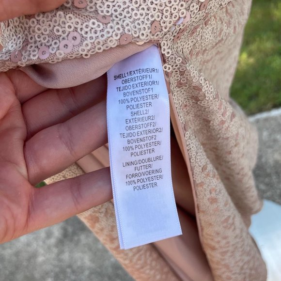 Adrianna Papell Ombre Sequin Column Gown Blush Ombre Short Sleeve V-Neck Size 10 - Picture 13 of 16